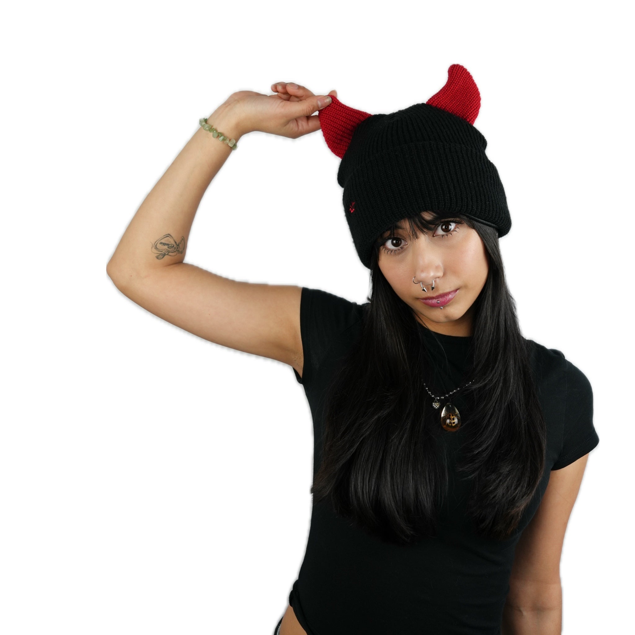 Horned beanie satin lined