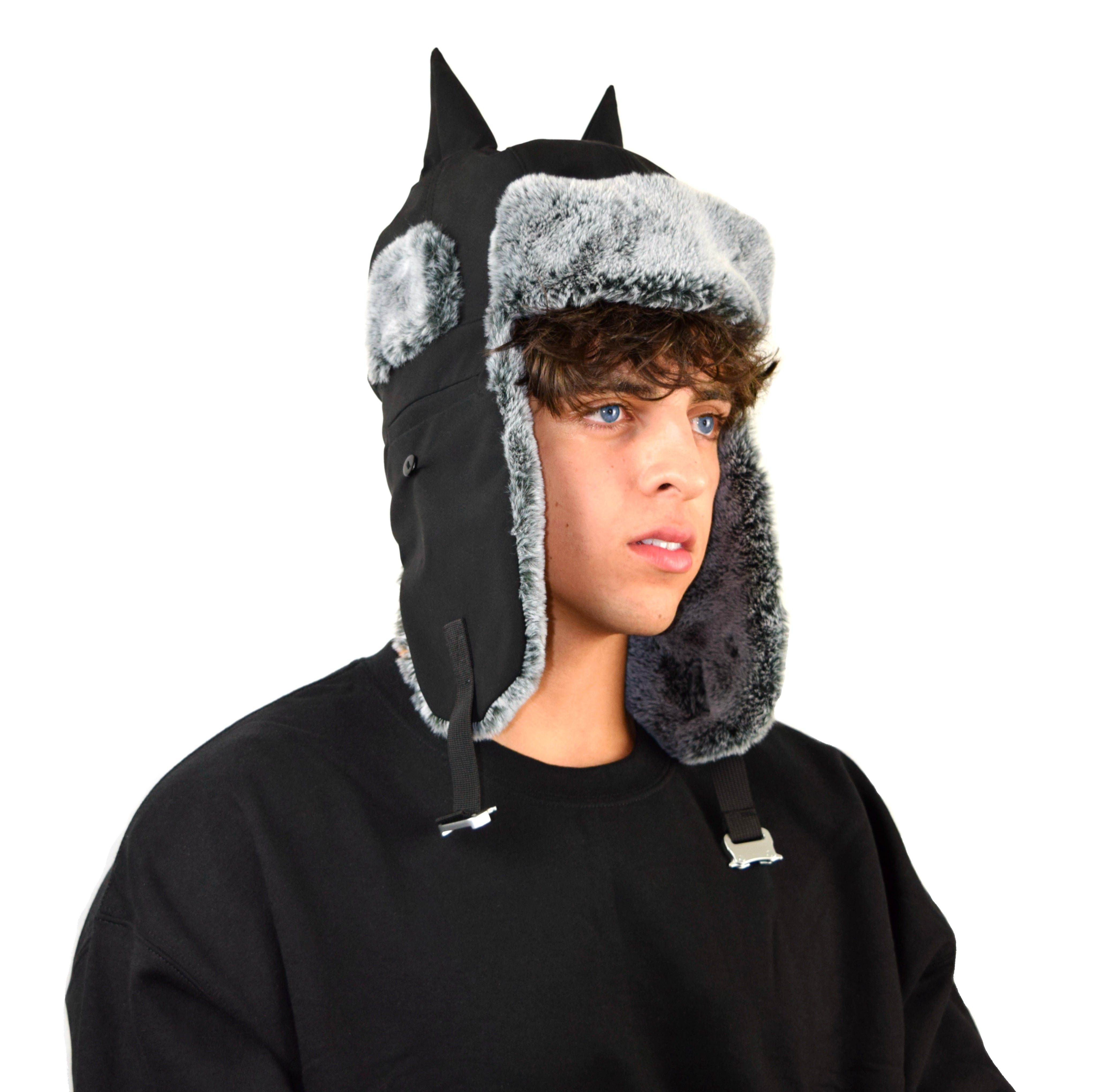 Horned ushanka satin lined