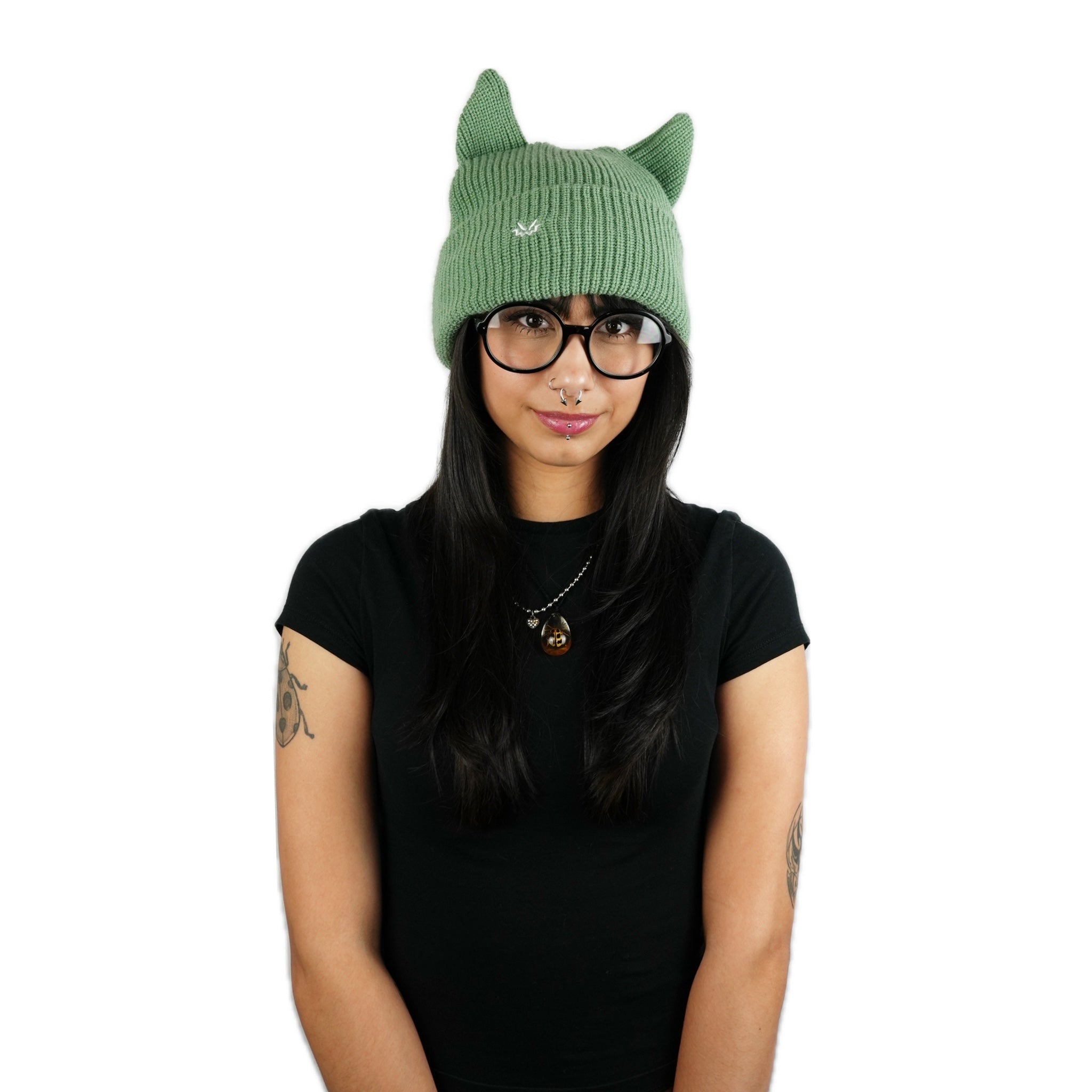 Horned beanie satin lined