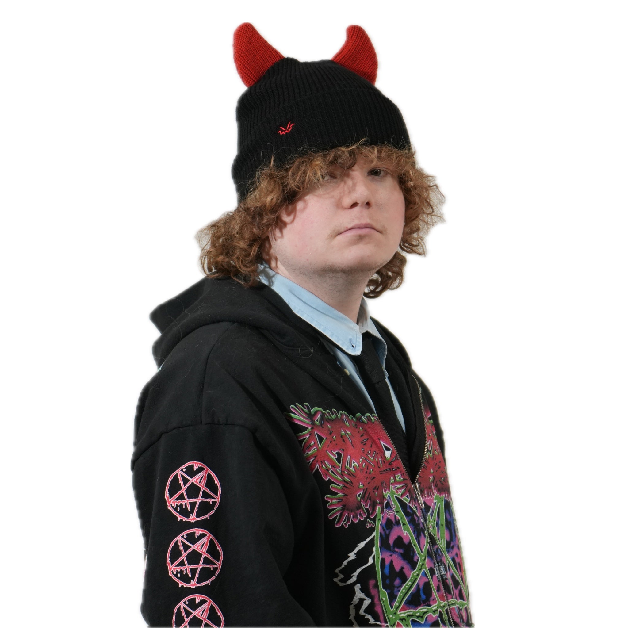 Horned beanie satin lined