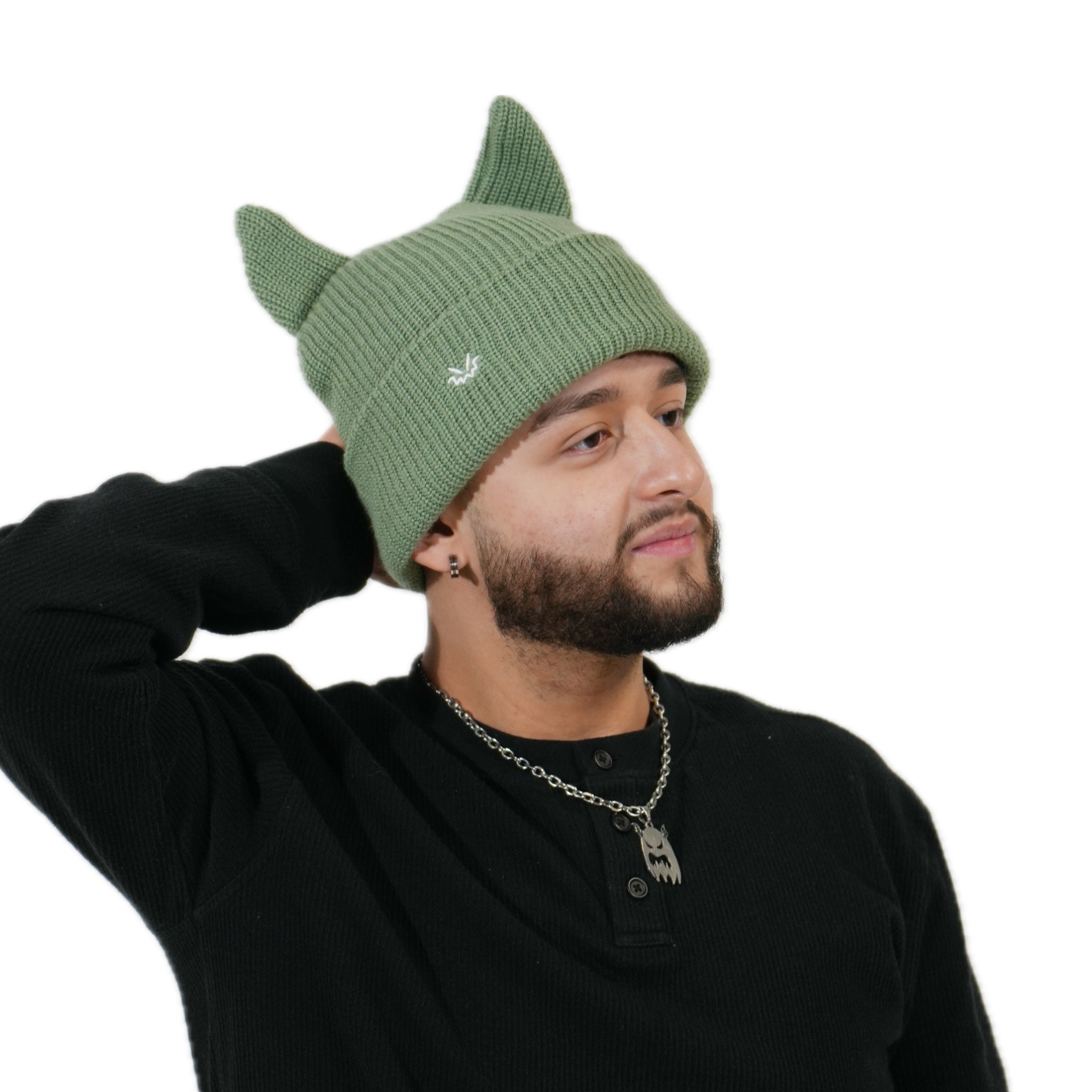 Horned beanie satin lined