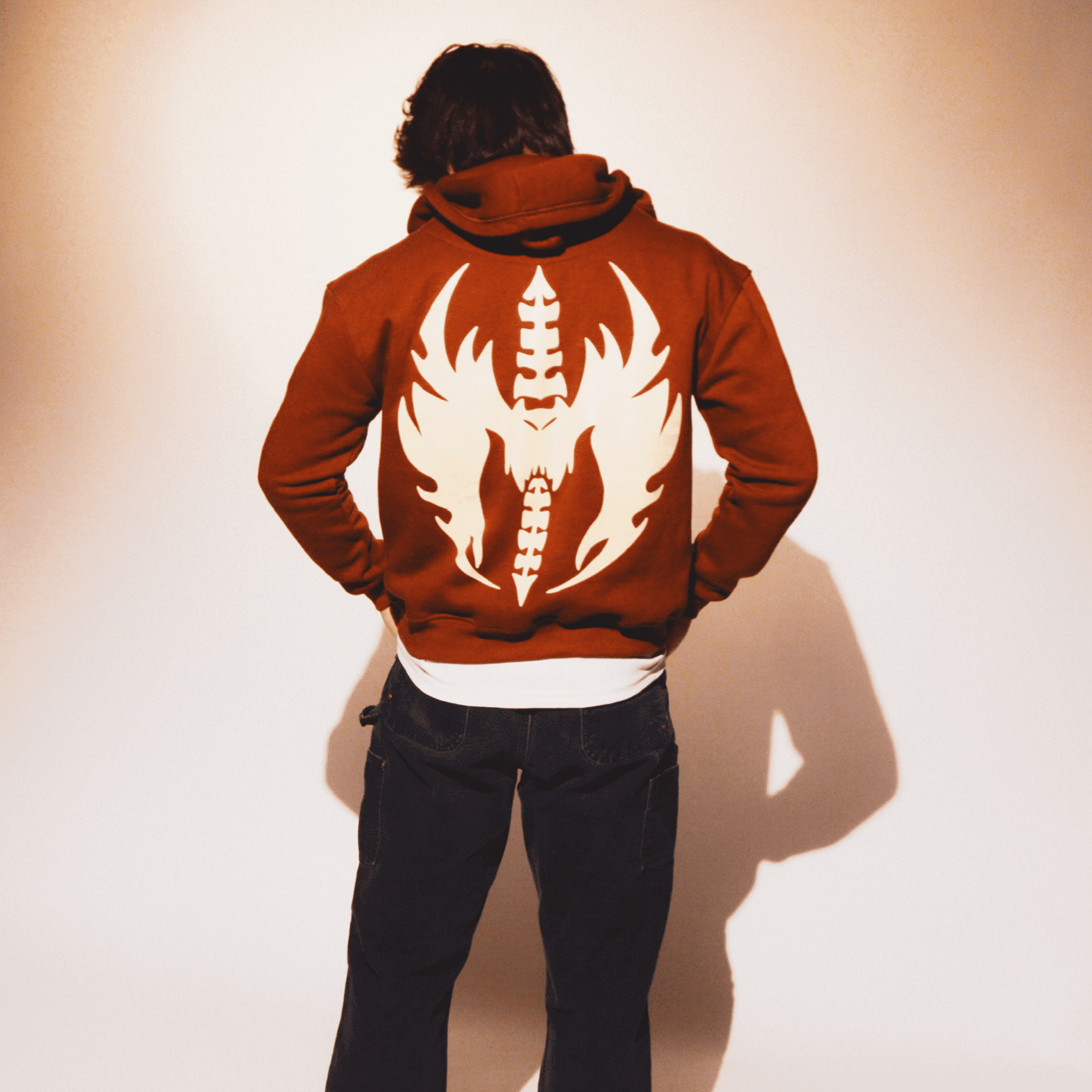 Brown Bat-Wings Zip-Up (cropped)