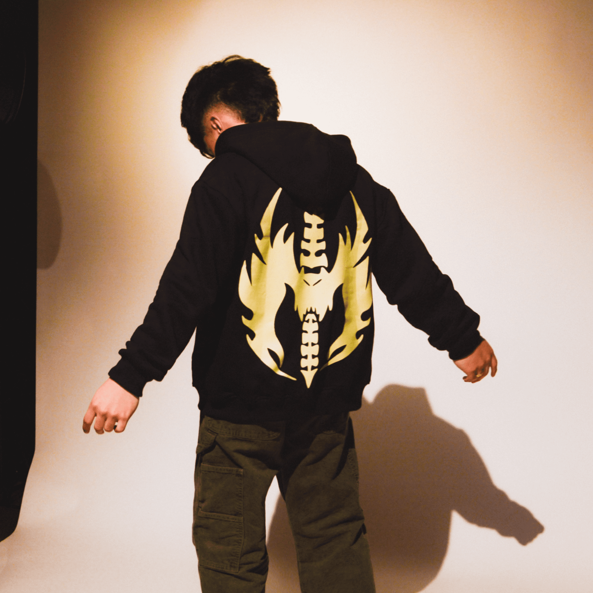 Black Bat-Wing Zip-Up (cropped)