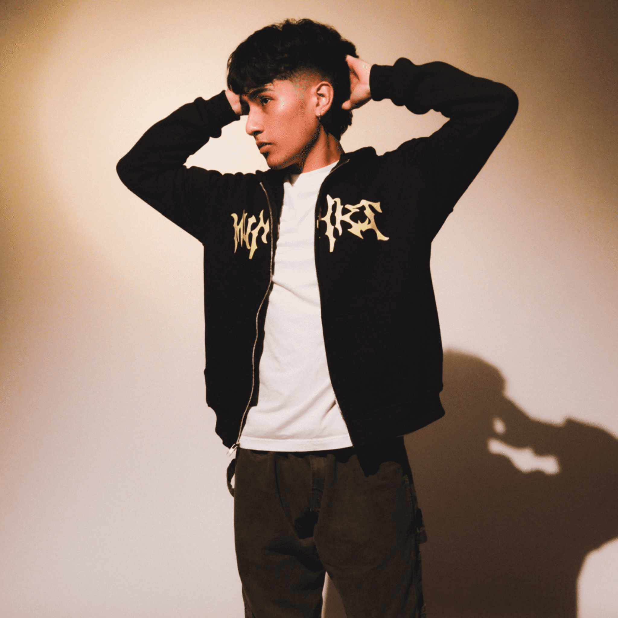 Black Bat-Wing Zip-Up (cropped)