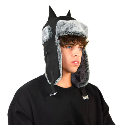 Horned ushanka satin lined