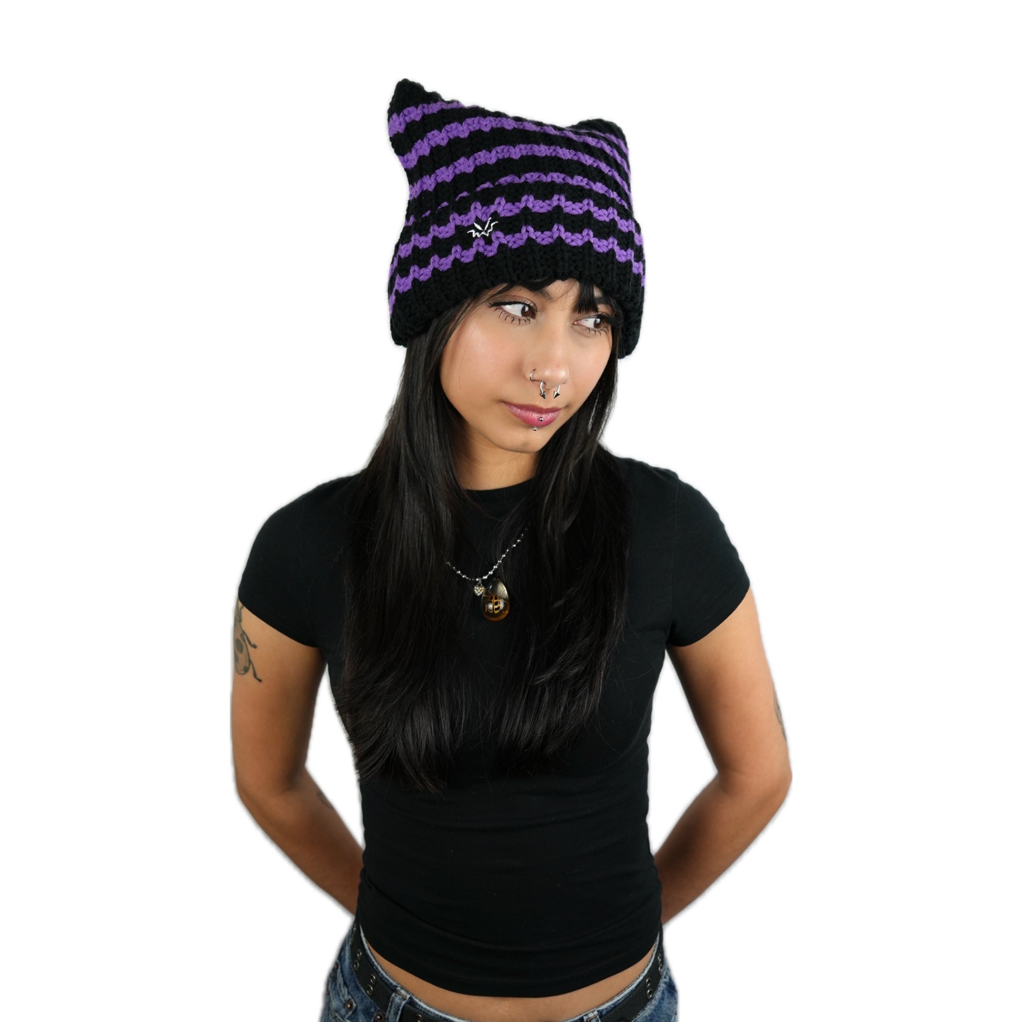 レディースウェア MARK&LONA Furry Cat Beanie Furry Cat Leopard Beanie