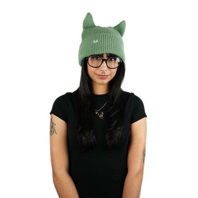 Horned beanie satin lined