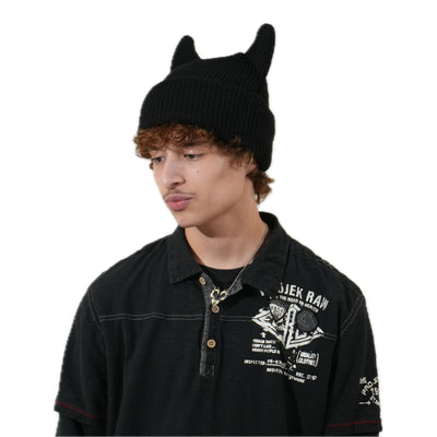 Satin lined horned beanie