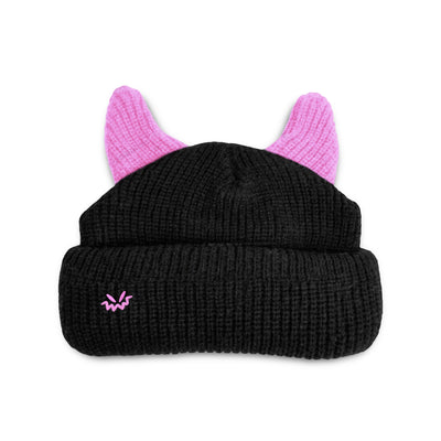 Horned beanie satin lined