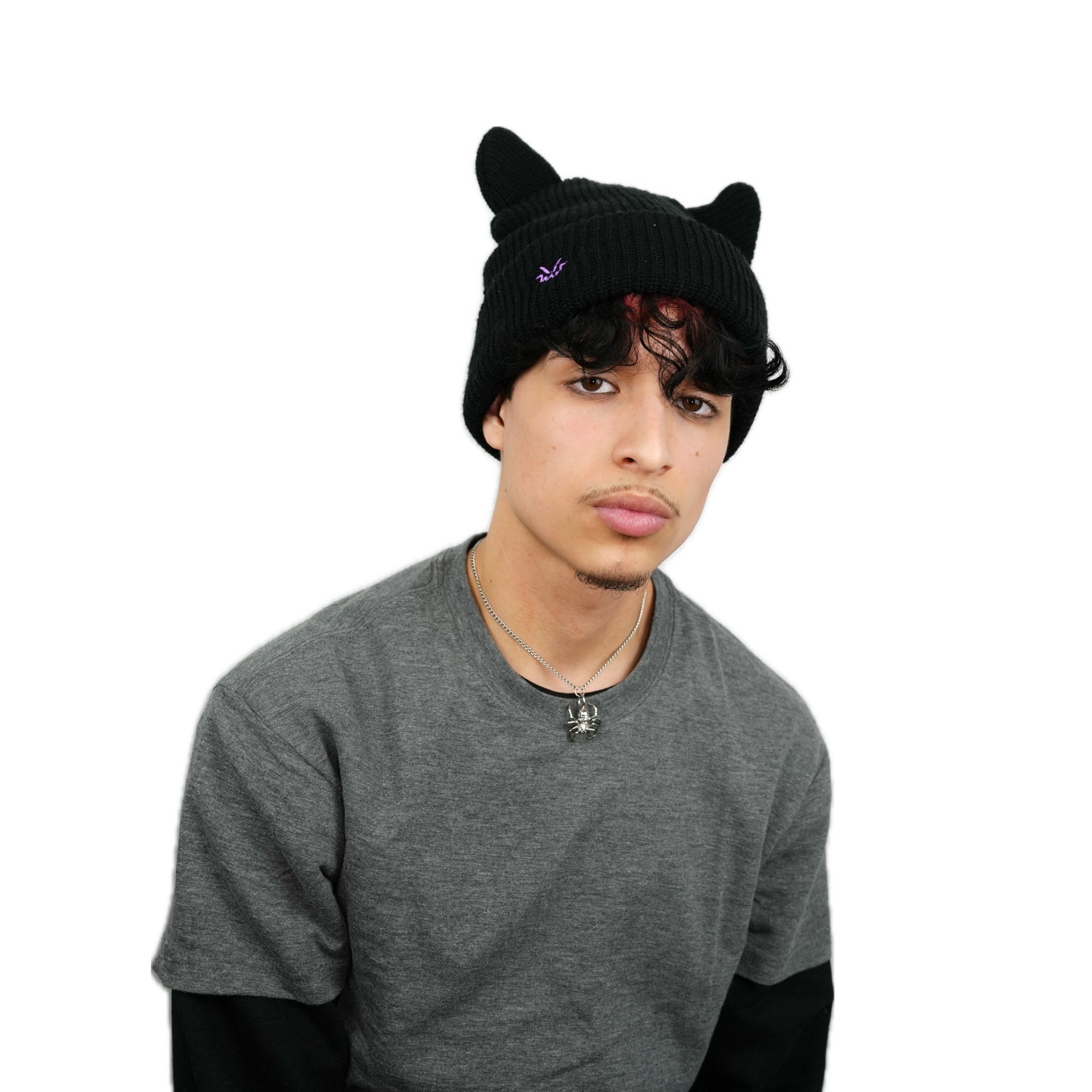 Horned beanie satin lined