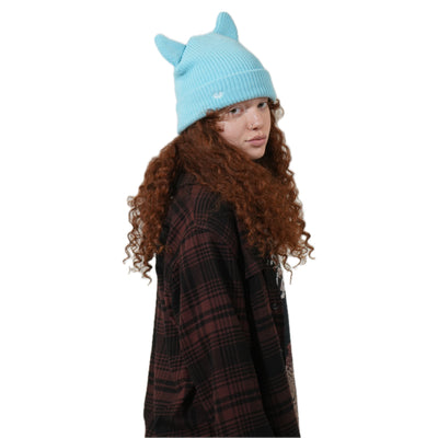 Satin lined horned beanie