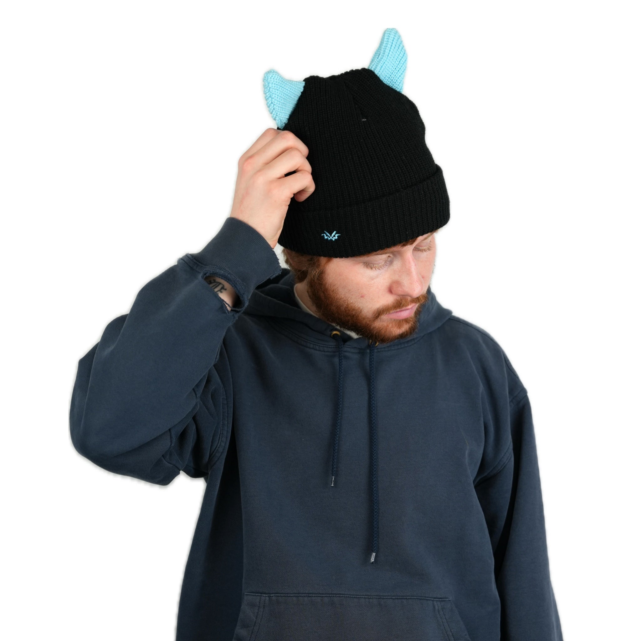 Horned beanie satin lined