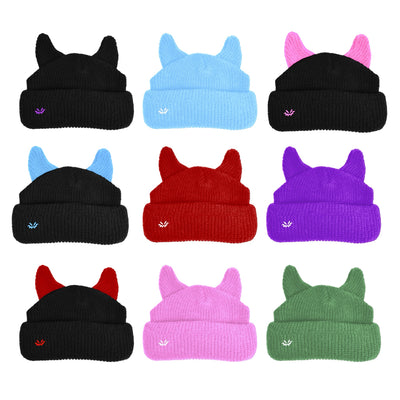 Satin lined horned beanie