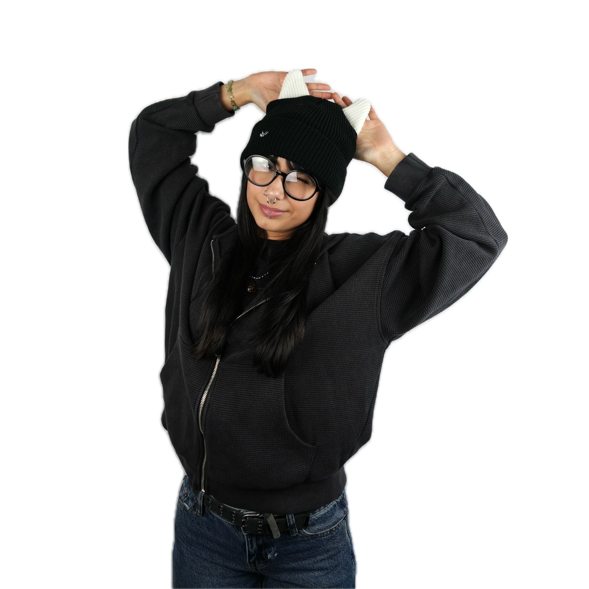 Horned beanie satin lined