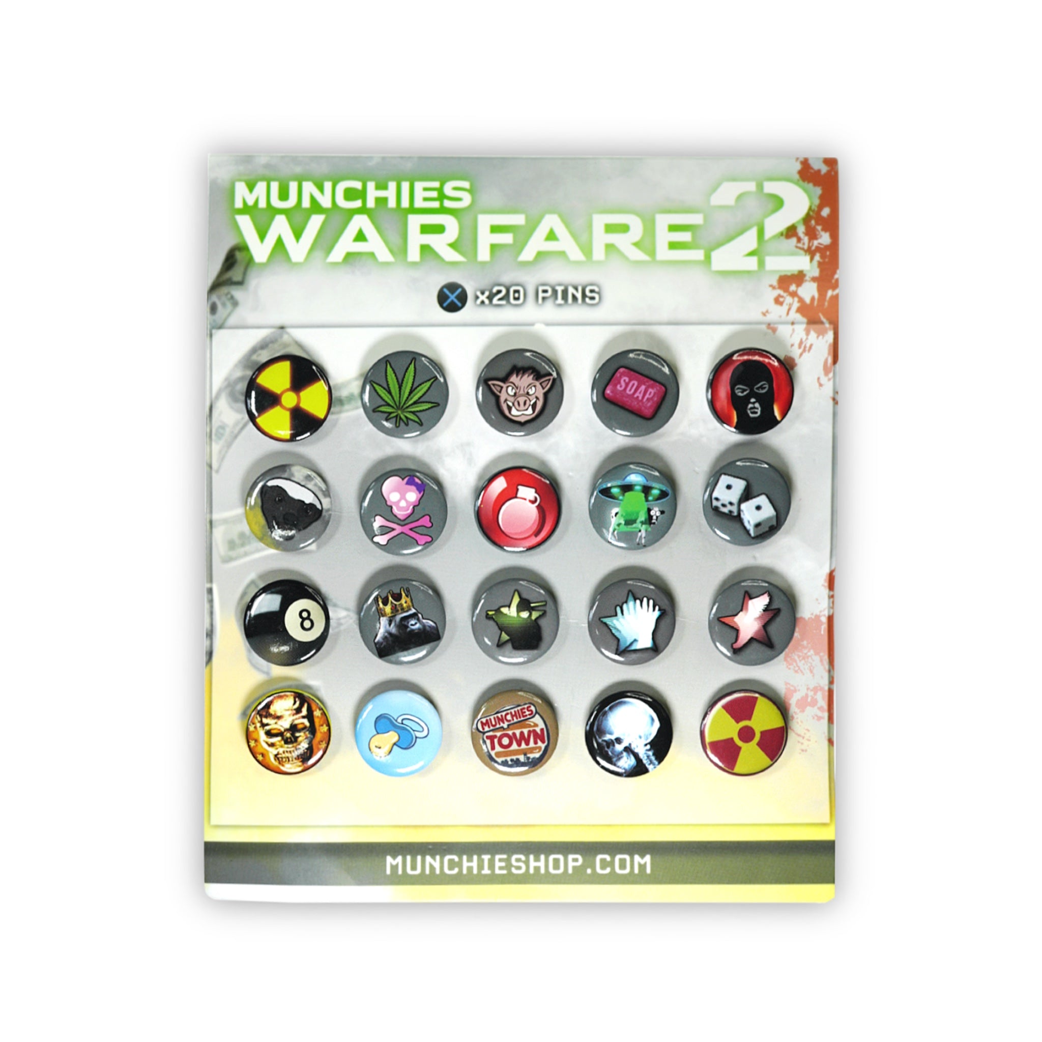 Munchies Warfare x20 piece pin set