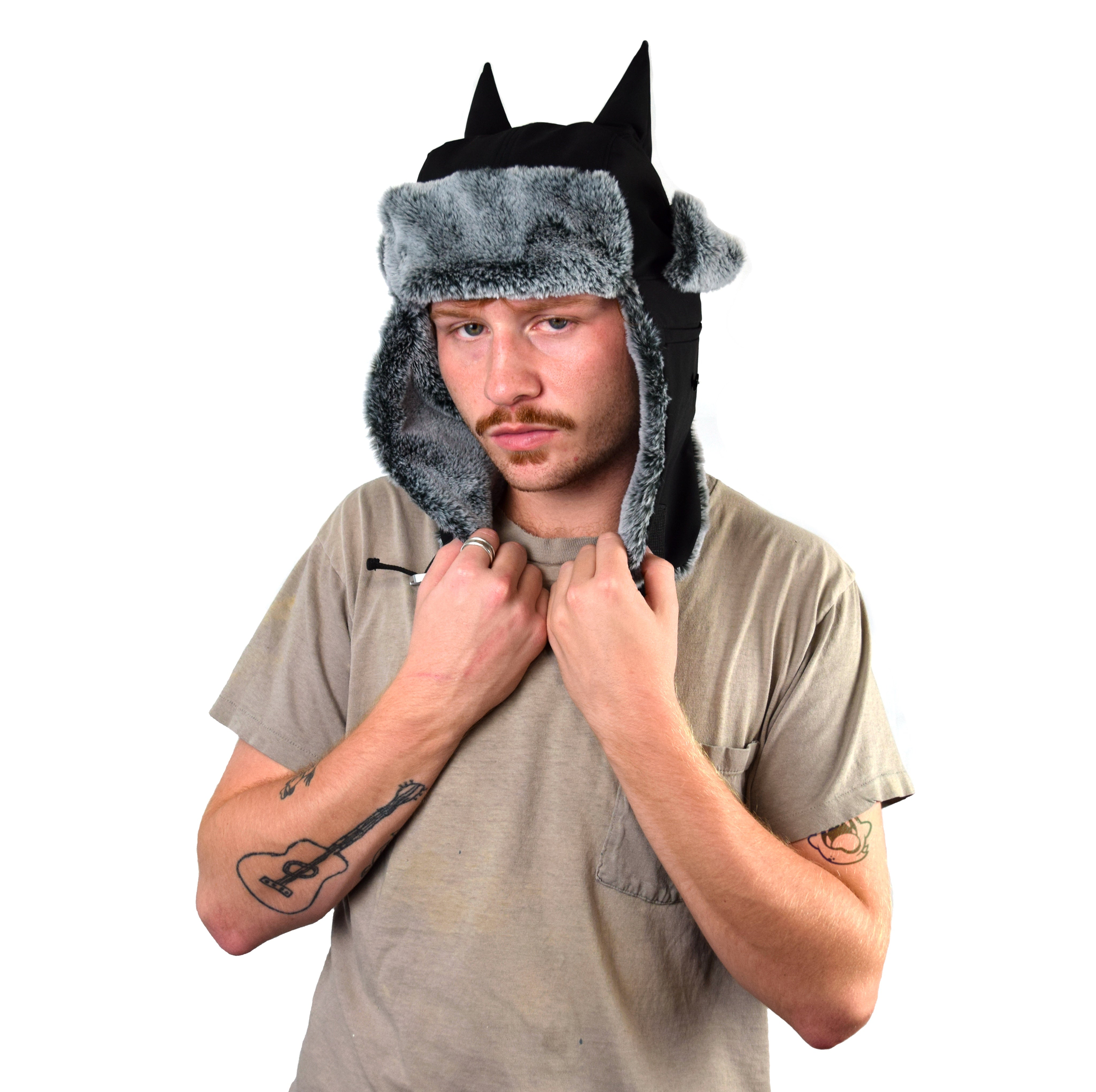 Horned ushanka satin lined