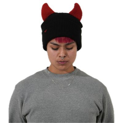 Satin lined horned beanie