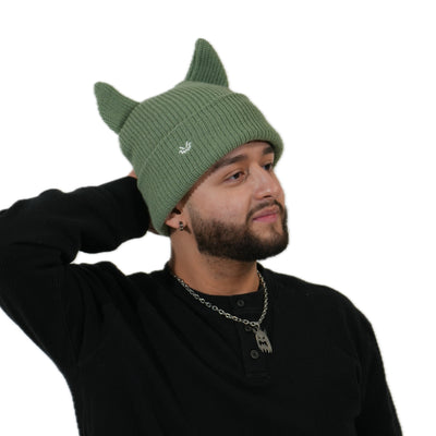 Satin lined horned beanie