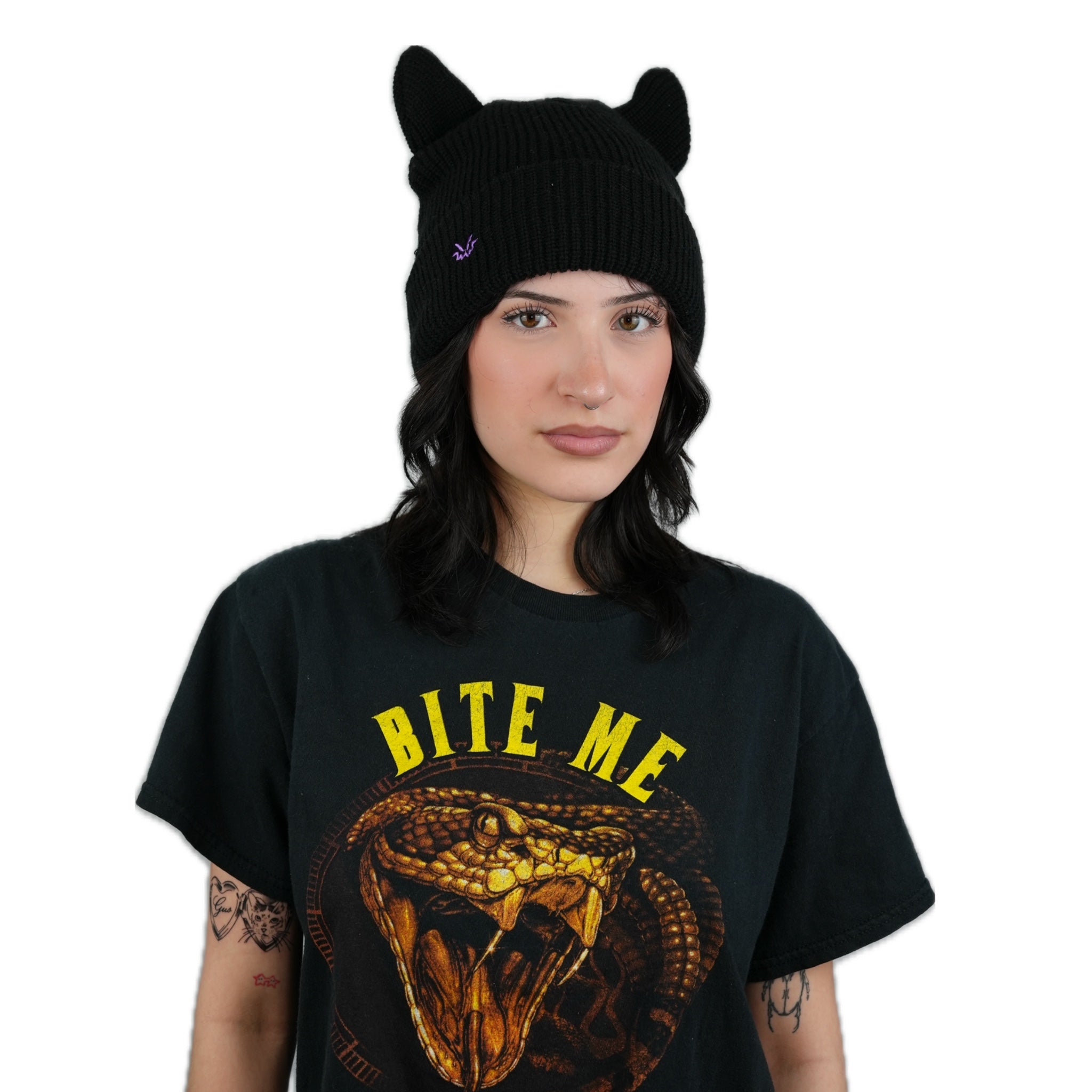 Horned beanie satin lined