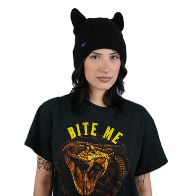 Horned beanie satin lined