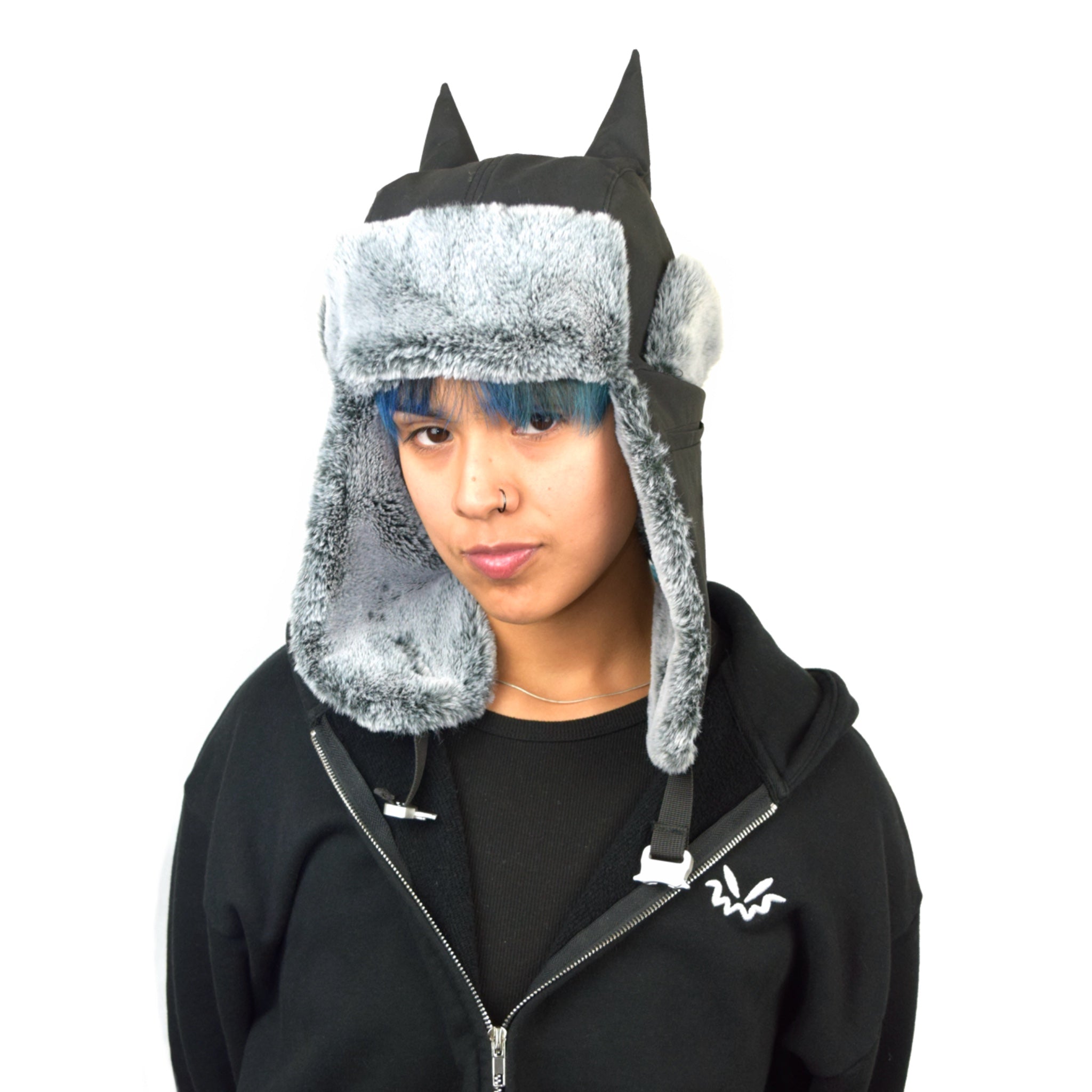 Horned ushanka satin lined