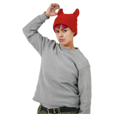 Horned beanie satin lined