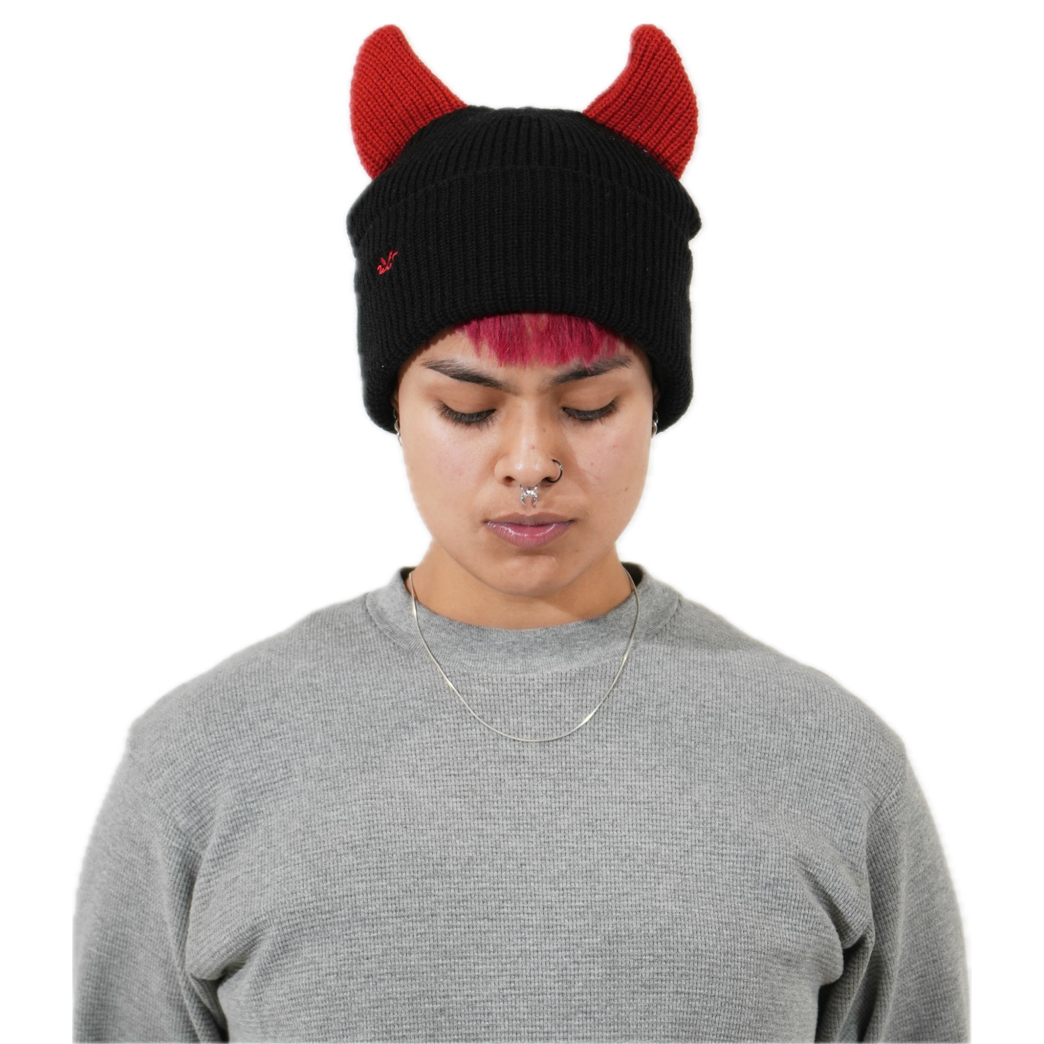 Horned beanie satin lined