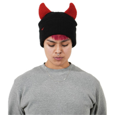 Horned beanie satin lined