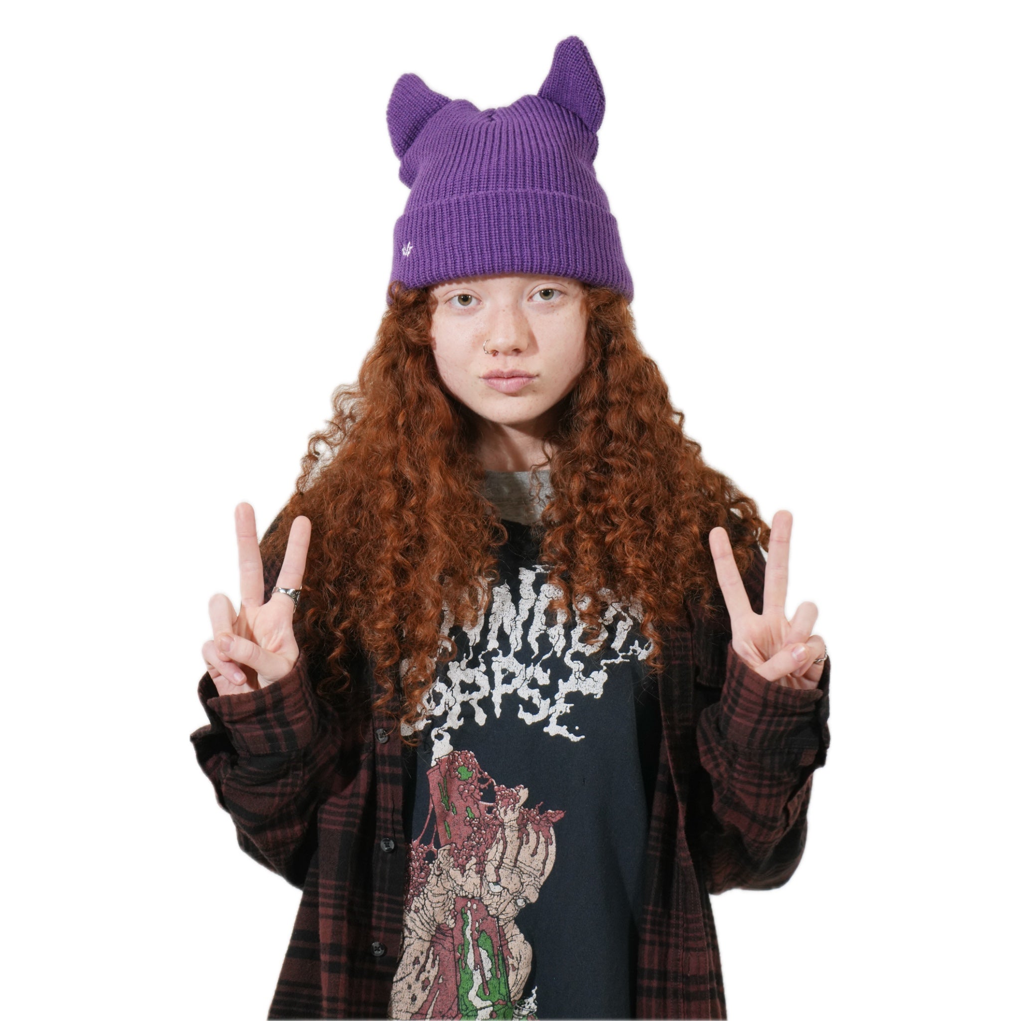 Horned beanie satin lined