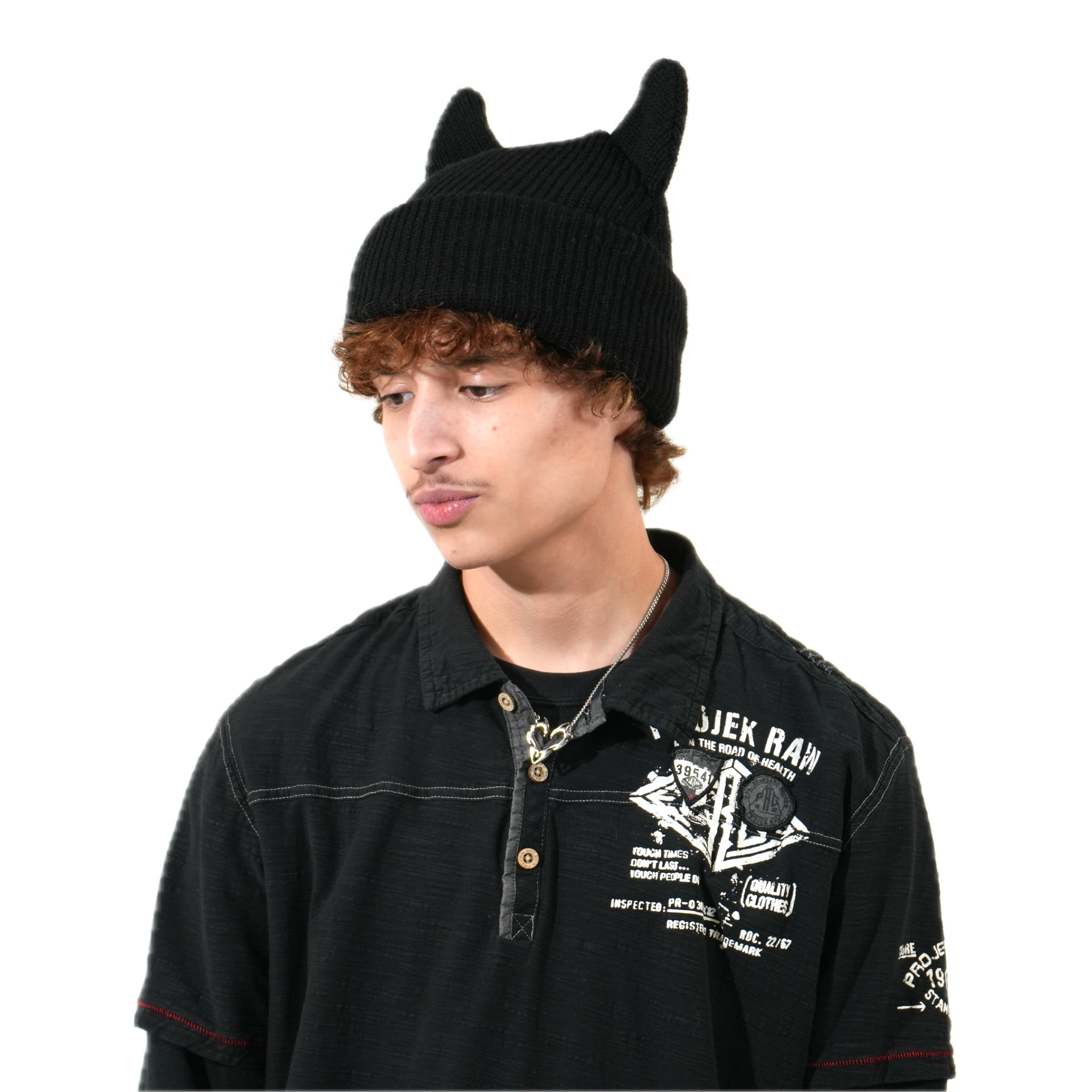 Horned beanie satin lined