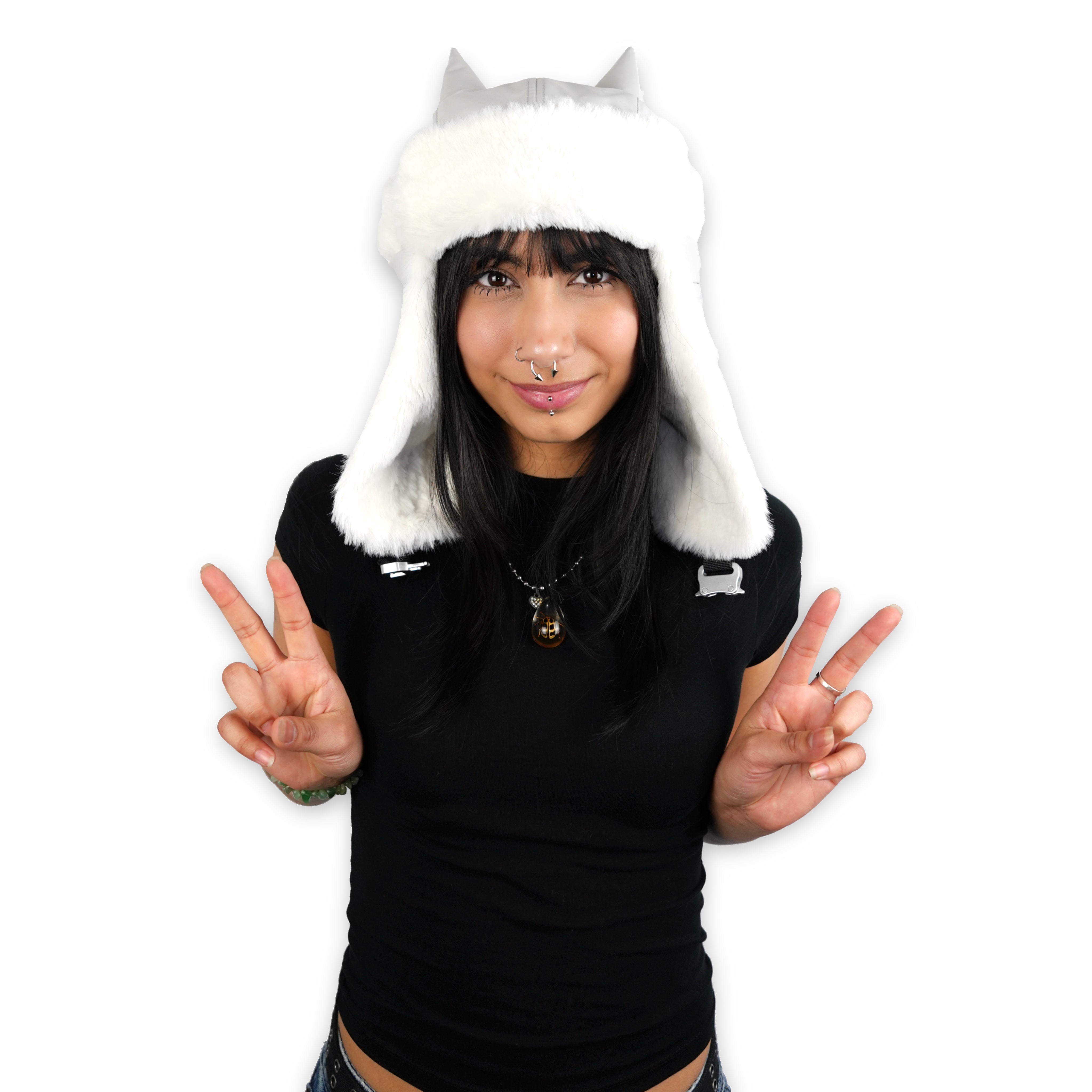 Horned ushanka satin lined